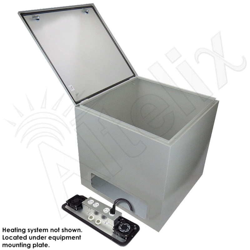 24x24x24 Steel Heated Weatherproof NEMA Enclosure with Dual Cooling Fans, 400W Heater, 120 VAC Outlets and Power Cord