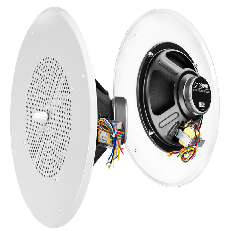 2 Indoor Ceiling Speakers PA Kit for Background Music / Restaurants / Retail Stores / Small Offices
