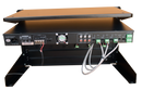 AcousticBay Rack Mounted 350W @ 70V ClassD Amplifier with built in Bluetooth Receiver and XLR Microphone Adapters Patched in place.