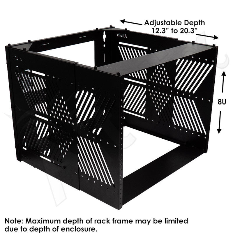 Altelix 28x24x16 Steel Weatherproof NEMA Enclosure with 19" Wide 8U Adjustable Rack Frame, Dual Door Mounted Cooling Fans, Dual 120 VAC Duplex Outlets and Power Cord