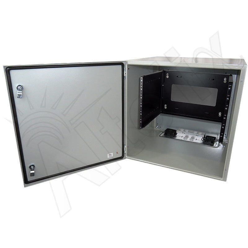 24x24x24 120VAC 20A Steel NEMA Enclosure for UPS Power Systems with 19" Wide 6U Rack, Dual Cooling Fans, 20A Power Outlets & Power Cord