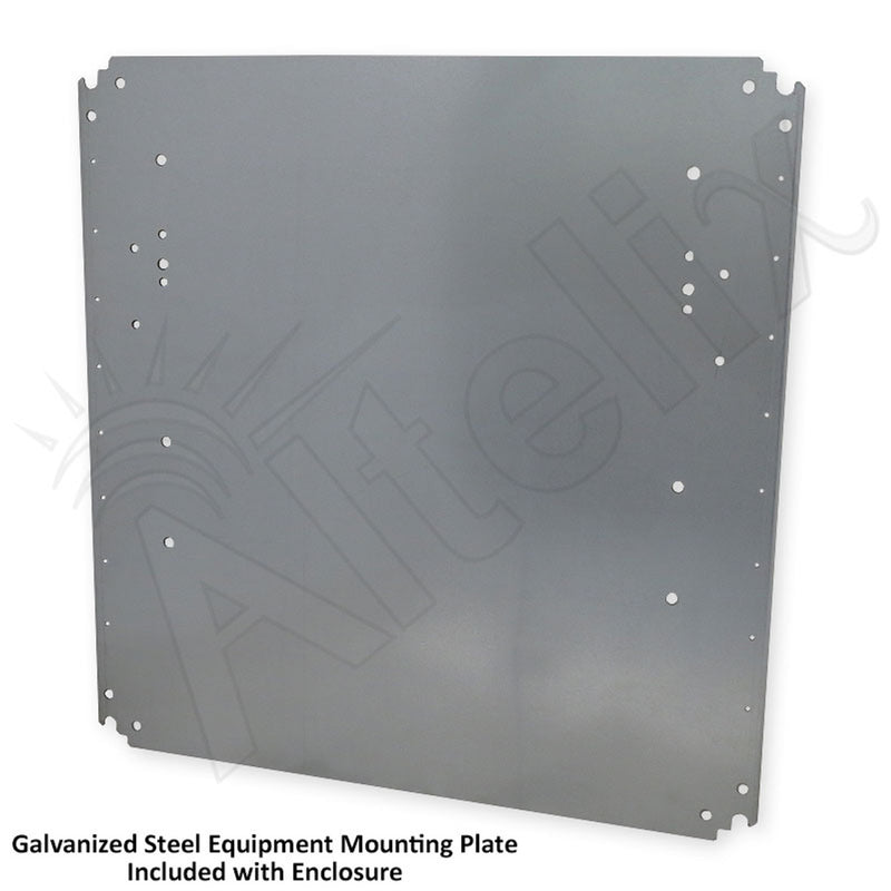 24x24x24 NEMA 4X Steel Weatherproof Enclosure with Steel Equipment Mounting Plate