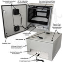 Altelix 28x24x16 Steel Weatherproof NEMA Enclosure with 19" Wide 8U Adjustable Rack Frame, Dual Door Mounted Cooling Fans, Dual 120 VAC Duplex Outlets and Power Cord
