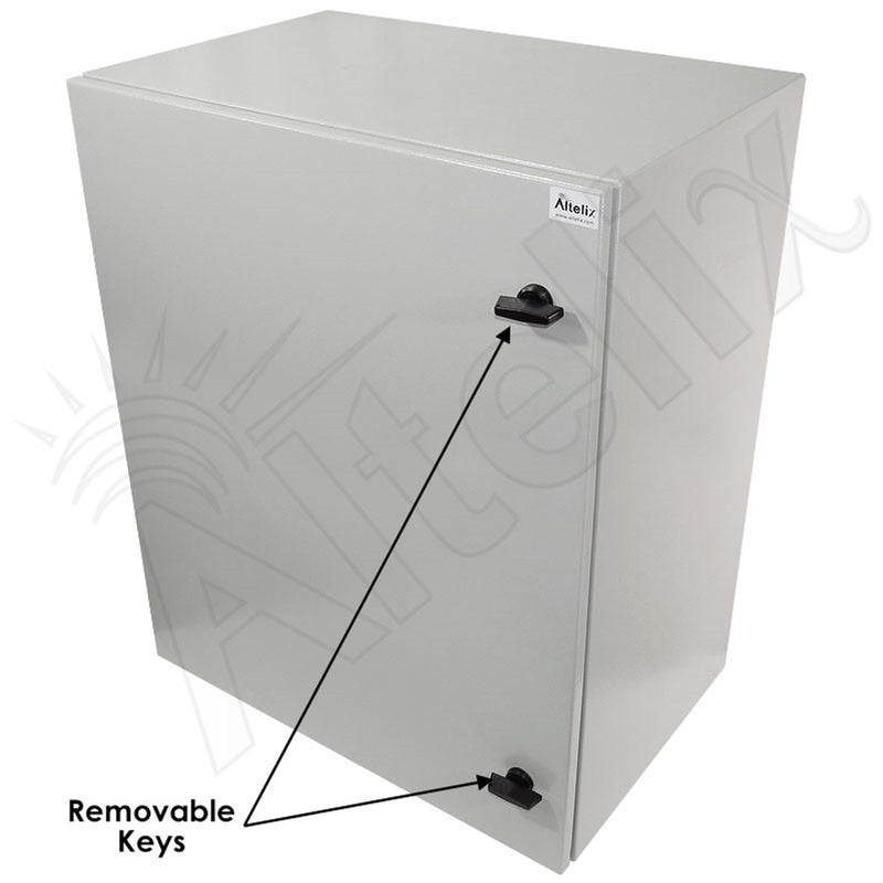 28x24x16 Steel Weatherproof NEMA Enclosure with Dual Cooling Fans, Single 120 VAC Duplex Outlet and Power Cord