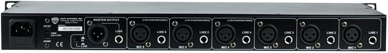 NADY RMX-6 6 channel Rackmount Mono Microphone / Line mixer with phant