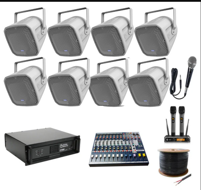 Long Ranger Pa System Extreme Duty, High End Stadium-Quality PA Kit 8 Speakers football ...