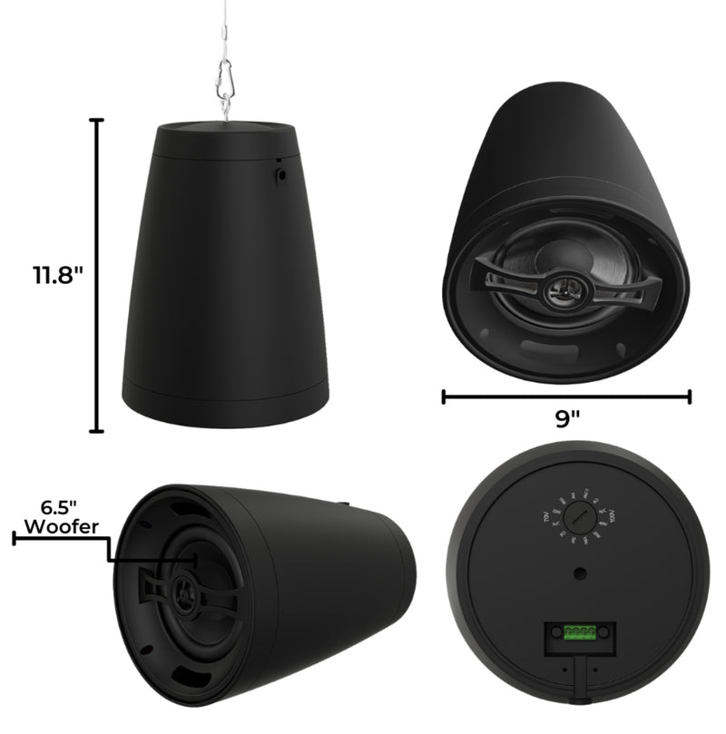 4 Indoor Pendant Speakers PA Kit for Background Music / Restaurants / Retail Stores / Gyms / Hair Salons