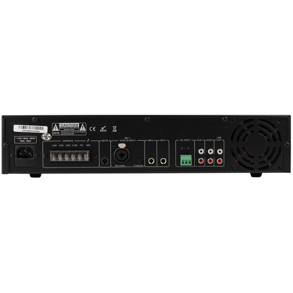 240W 2U Rack Mount Mixer-Amplifier 70V / 100V or 4 Ohm 3 Mic 2 Aux 1 Telephone